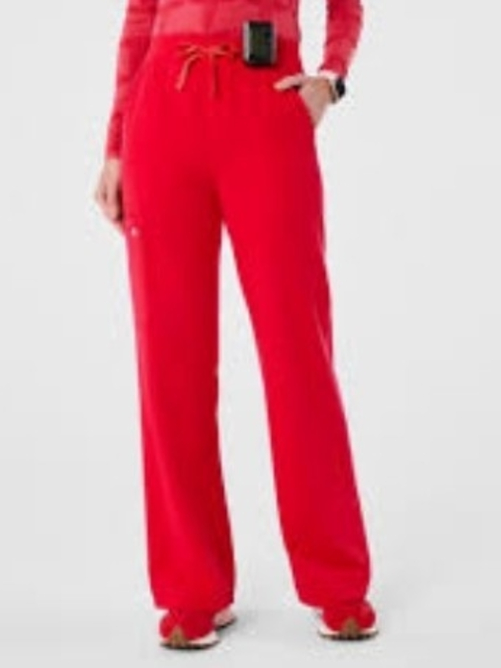 Figs Wide-Leg Scrub Pants in Red